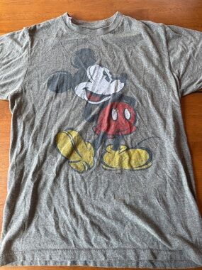 Disney Grey Mickey Mouse Tee with Red & Yellow Accents